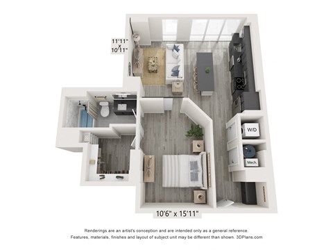 a 1 bedroom floor plan  sierra  2100 sq ft